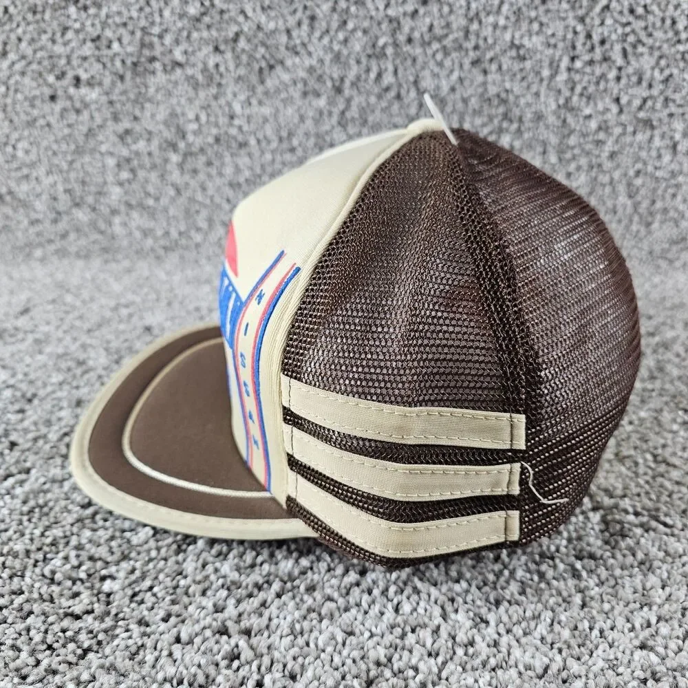Vintage Datsun Trucker Hat Cap Snap Back 3 Stripe Mesh 280ZX Brown Tuner JDM 80s